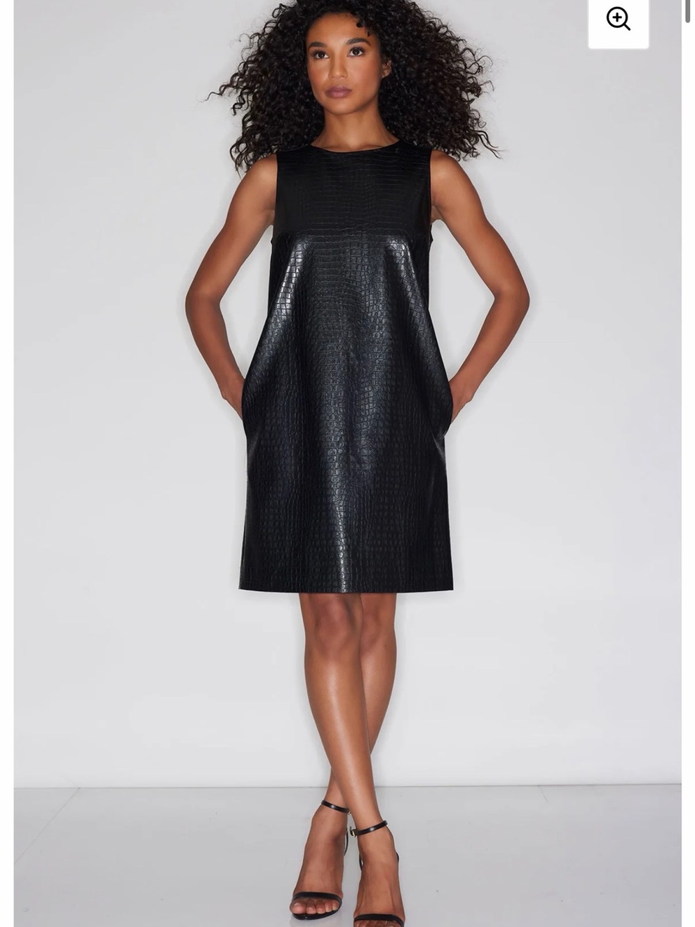 Olivaceous Faux Croc Leather Shift Dress